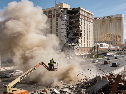 Royal Resort Demolition Raises Dust and Safety Concerns Near Las Vegas Strip Vegas Report