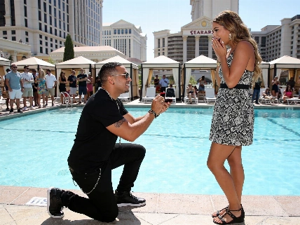 DJ Pauly D proposes to Nikki Hall at Caesars Palace pool party Vegas Report