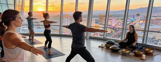 Etho Wellness Club Brings Sunset Yoga Series to The STRAT Observation Deck Vegas Report © vegas-report.com