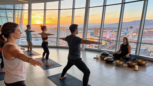 Etho Wellness Club Brings Sunset Yoga Series to The STRAT Observation Deck Vegas Report